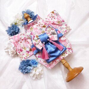 Japanese Kimono for Pets, Pink Sakura Costume for Small Dogs and Cats